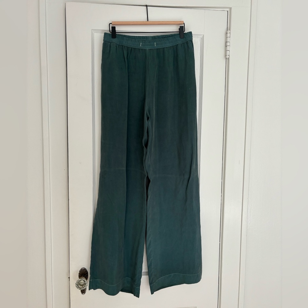 ENZA COSTA Pants Womens Medium 2 Washed Teal Resort Pull On Drawstring Cupro